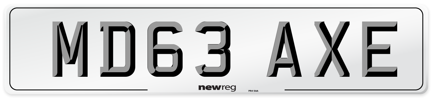 MD63 AXE Number Plate from New Reg